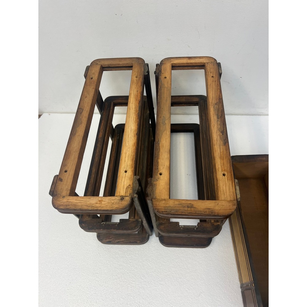 Vintage Wood Singer Sewing Machine Drawers w Brackets Wood Set of 2 Antique Pair - Picture 11 of 12